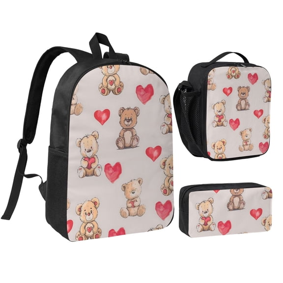 Bear Backpack Set 3pc ,Backpack with Lunch Bag and Bag 17 Inch