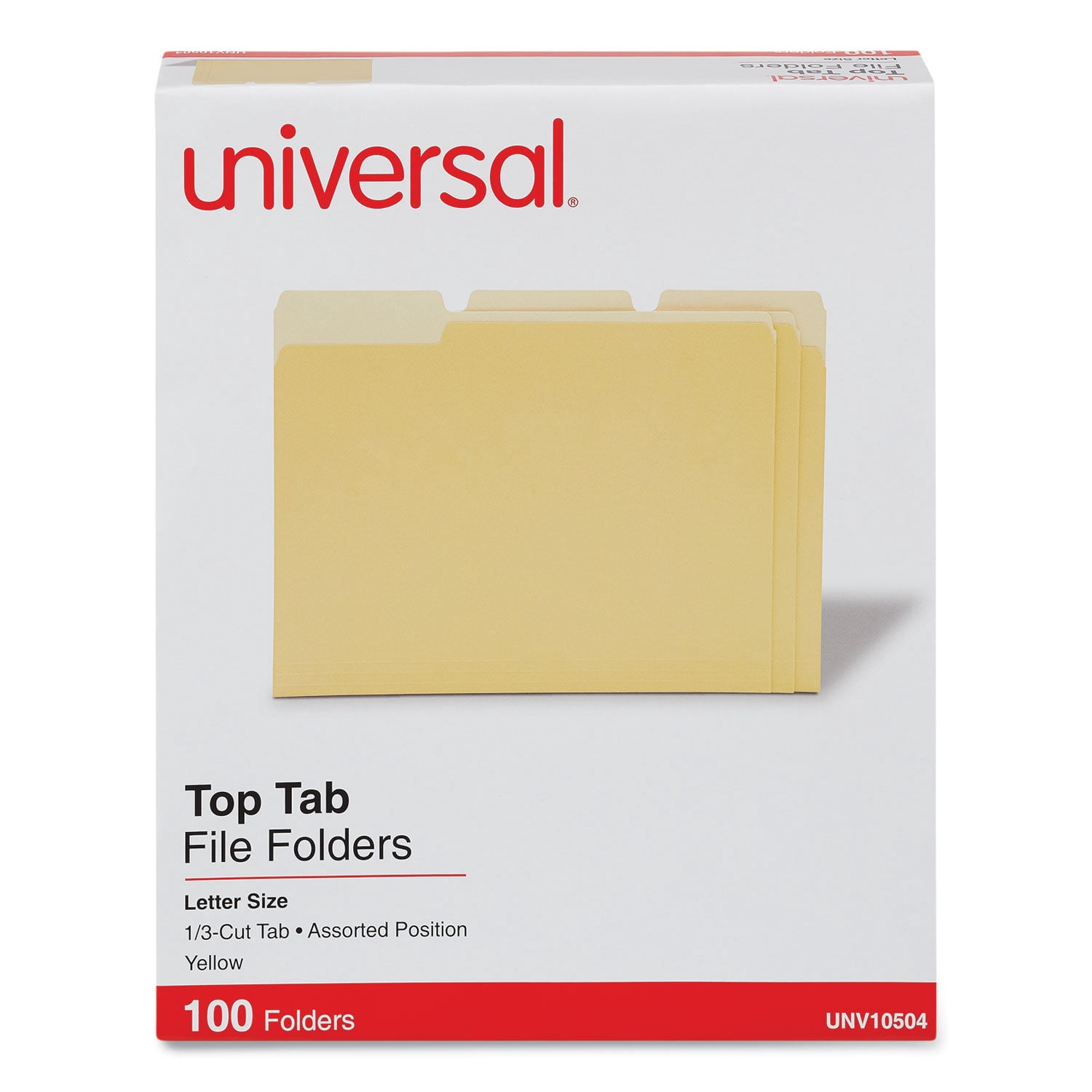 Universal Deluxe Colored Top Tab File Folders, 1/3-Cut Tabs, Letter Size, Yellowith Light Yellow, 100/Box (10504)
