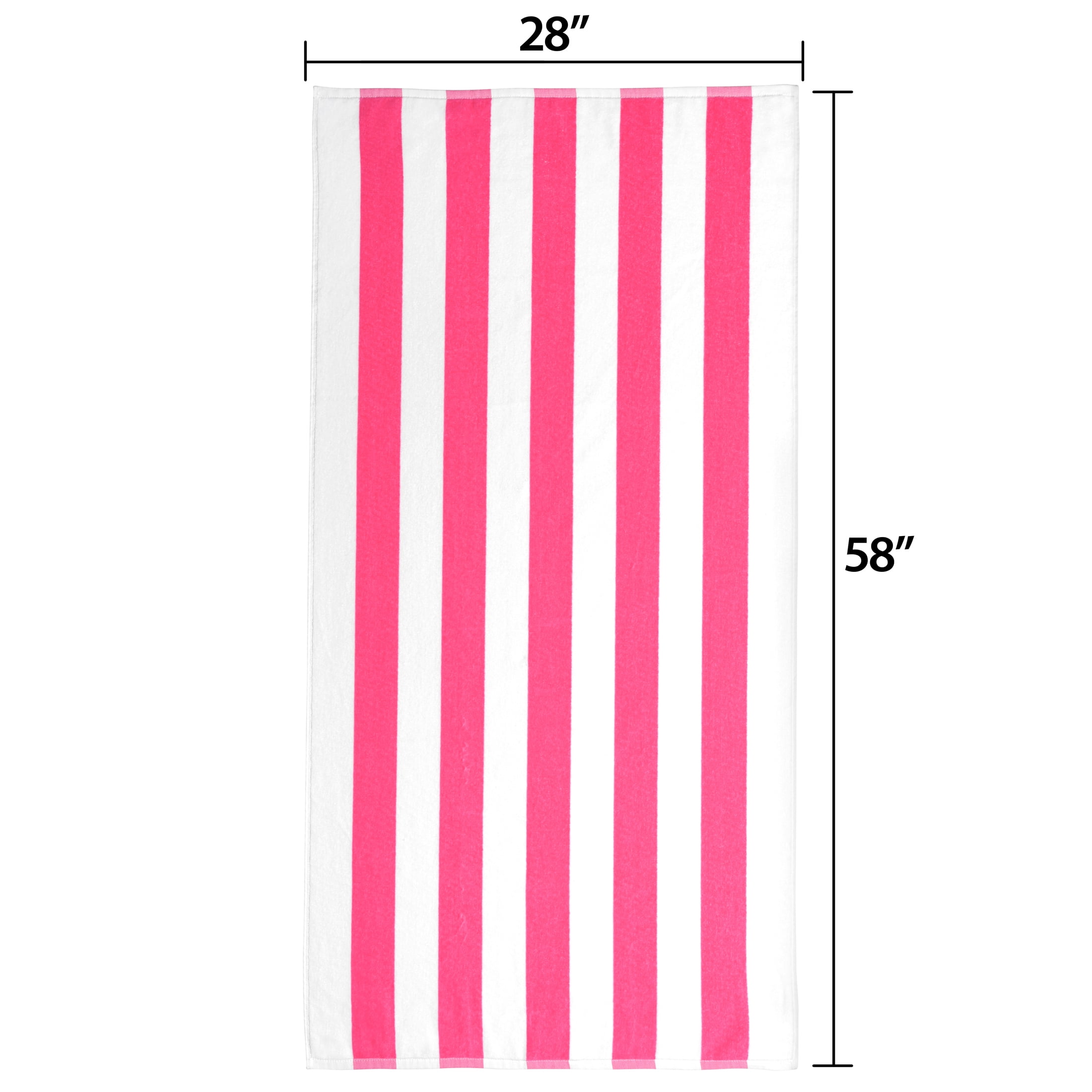 Mainstays Cabana Stripe Beach Towels, 4 Pack, 58 in x 28 in, Pink