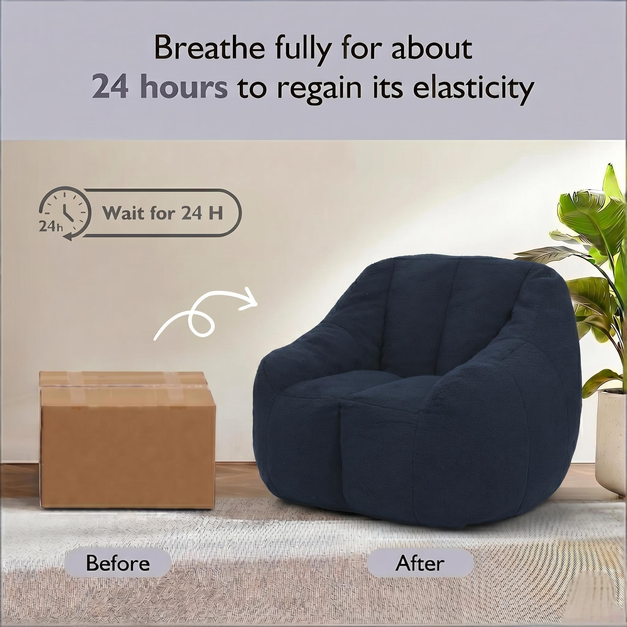 Howcool Bean Bag Chair with Filler, Memory Foam Tufted Fluffy Lazy Sofa for Living Room Dorm Apartment