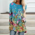 thumbnail image 1 of Qertyioot Hauts de Mode pour Femmes, Blouse Décontractée à Manches Longues Col Rond Imprimé Folk-custom, 1 of 5