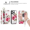 thumbnail image 5 of Multifunctional Wallet Case For iPhone 14 Pro Max with RFID Blocking Card Slots,Detachable Purse Soft PU Leather Magnetic Snap Hand Strap Zipper Pocket Cute Flower Phone Case with Carabiners,White, 5 of 15