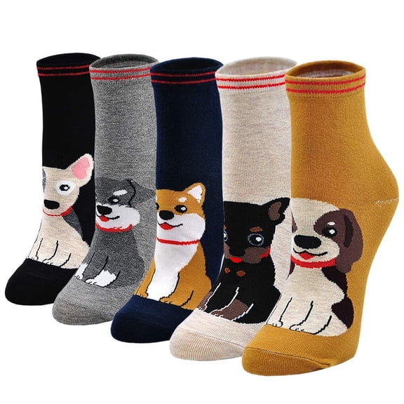 Multicolor Socks for Women Cotton Animal Women's Pairs with Cute 5 Design Socks Colourful Socks Cool Socks on Sale Clearance