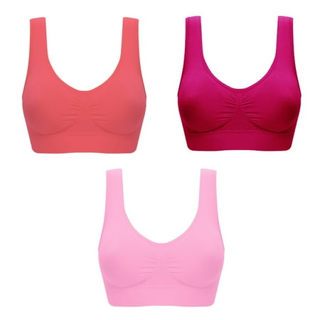 

Yubatuo Lingerie for Women 3 Pack Comfort Seamless Sport Bra with Removable Pads Bra Tops