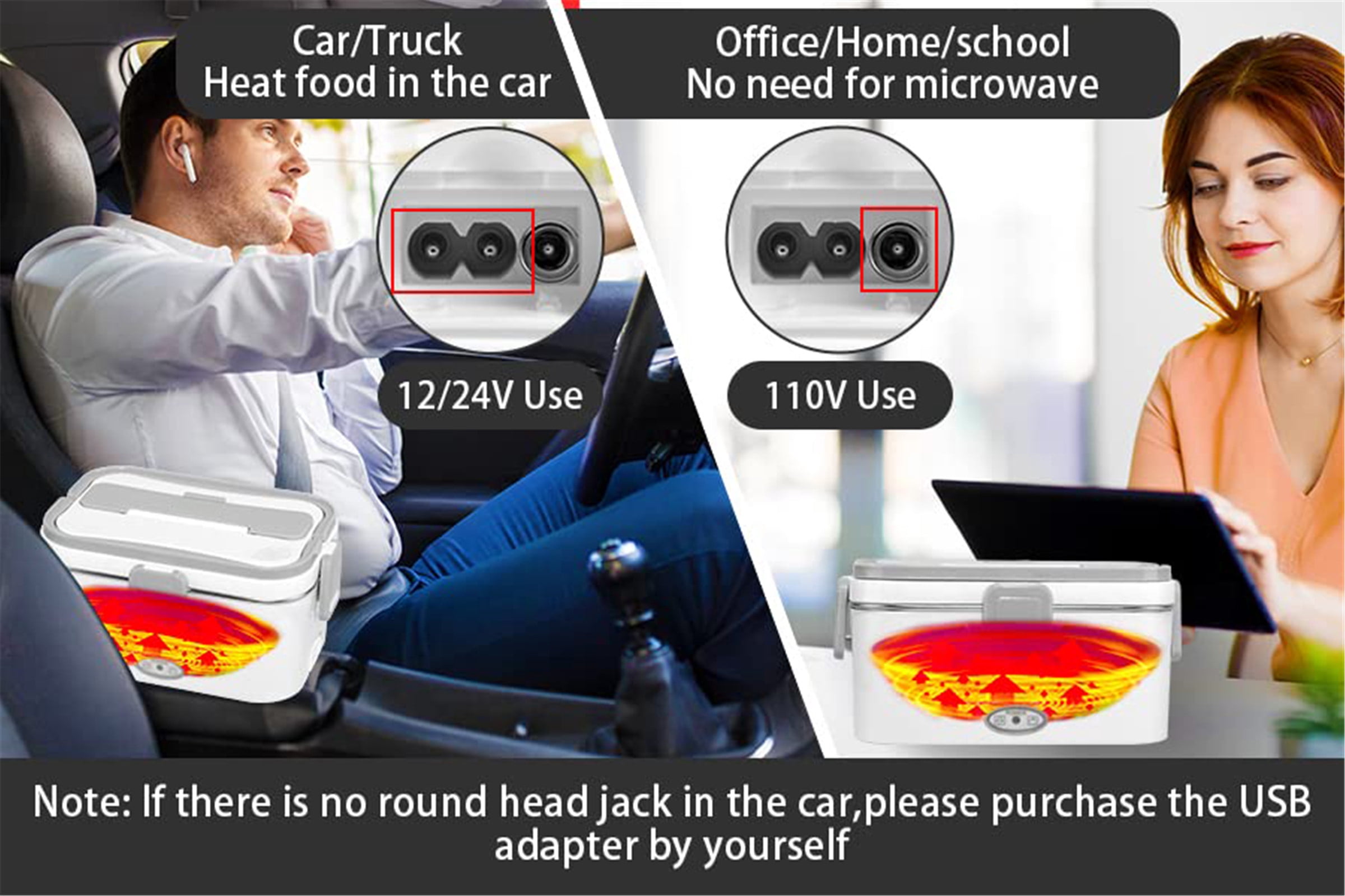 GlamourGarden Alpha Solutions Thermal Leakproof Stainless Steel Electric Heating Lunch Box