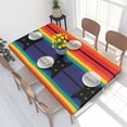 thumbnail image 2 of Table Cover Rectangular Waterproof Oil-Proof Peeking Cat In Circle Tablecloth 4FT Fit LGBT Gay Pri, 2 of 5