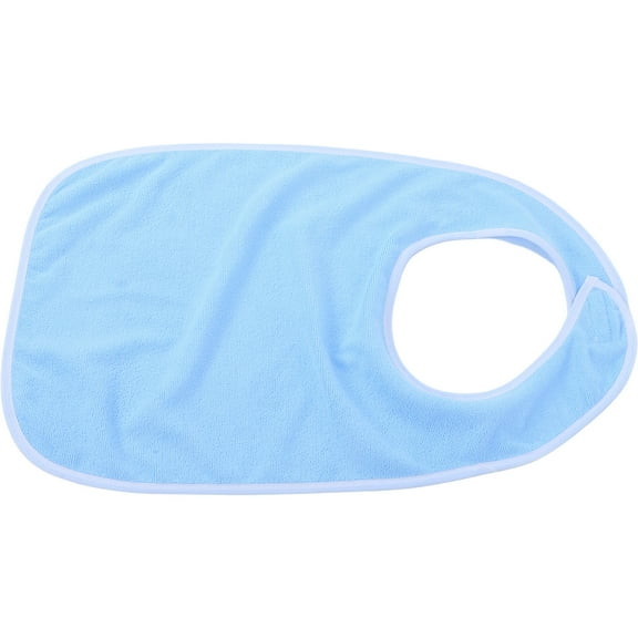 IBASETOY Sky Blue Adult Bib for Seniors Adjustable Cotton Meal and Drool Protector