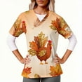 thumbnail image 2 of Feancey Nursing Shirts for Women Funny Turkey Print Scrub Tops Thanksgiving Short Sleeve V Neck Working T-Shirt Holiday Nurse Casual Loose Scrubs with Pockets Multicolor XL, 2 of 7