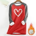 thumbnail image 2 of Sherpa Fleece Sweatshirt Women Love Heart Letter Print Crewneck Pullover Tops Warm Color Block Valentines Graphic Tops, 2 of 5