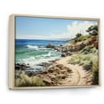 thumbnail image 2 of Designart "Coastal Pathway Rocky Beach painting" Nautical & Beach Floater Framed Wall Art Living Room, 2 of 7