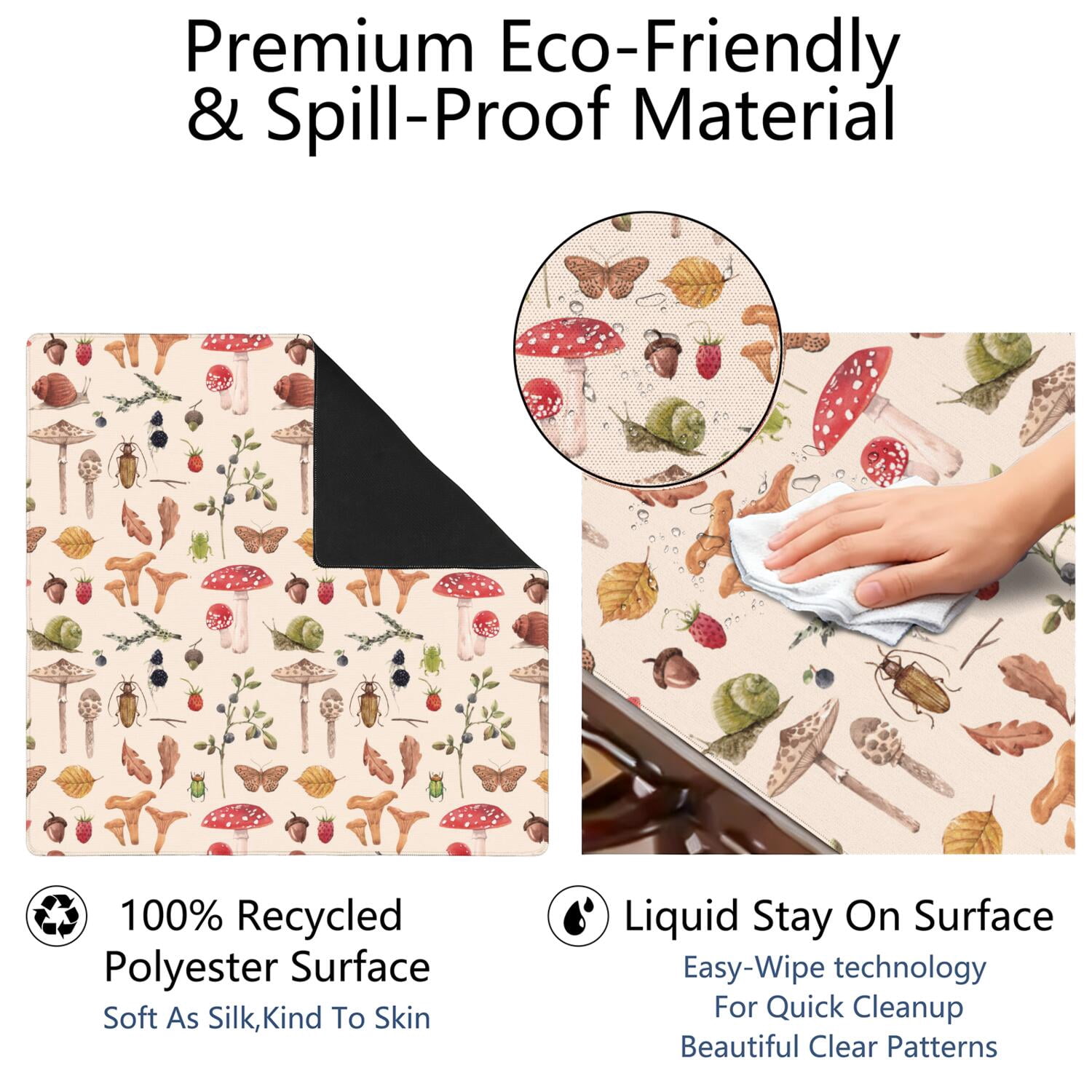 31.5 Inch Plants Inspired Playing Mat Made of Rubber Material Featuring Anti-Slip Non-Skid Backing and Noise Reduction Qualities for Board Games Card Games