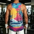 thumbnail image 4 of Mens Beach Tank Tops Hawaiian Graphic Sleeveless Shirts Beach Coconut Tree Gym Muscle Tank Top, 4 of 4