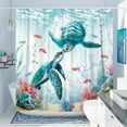 thumbnail image 2 of Teal Sea Turtle Shower Curtains for Bathroom Cool Fun Ocean Nautical Shower Curtain Beach Coastal Bathroom Decor Polyester Fabric-72" x 72", 2 of 6