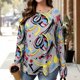 thumbnail image 1 of TaTaai Stretchy Lightweight Printed Women's Loose Fit Long Sleeve Round Neck Top Sophisticated for Commute Work Daily Casual Gift, 1 of 7