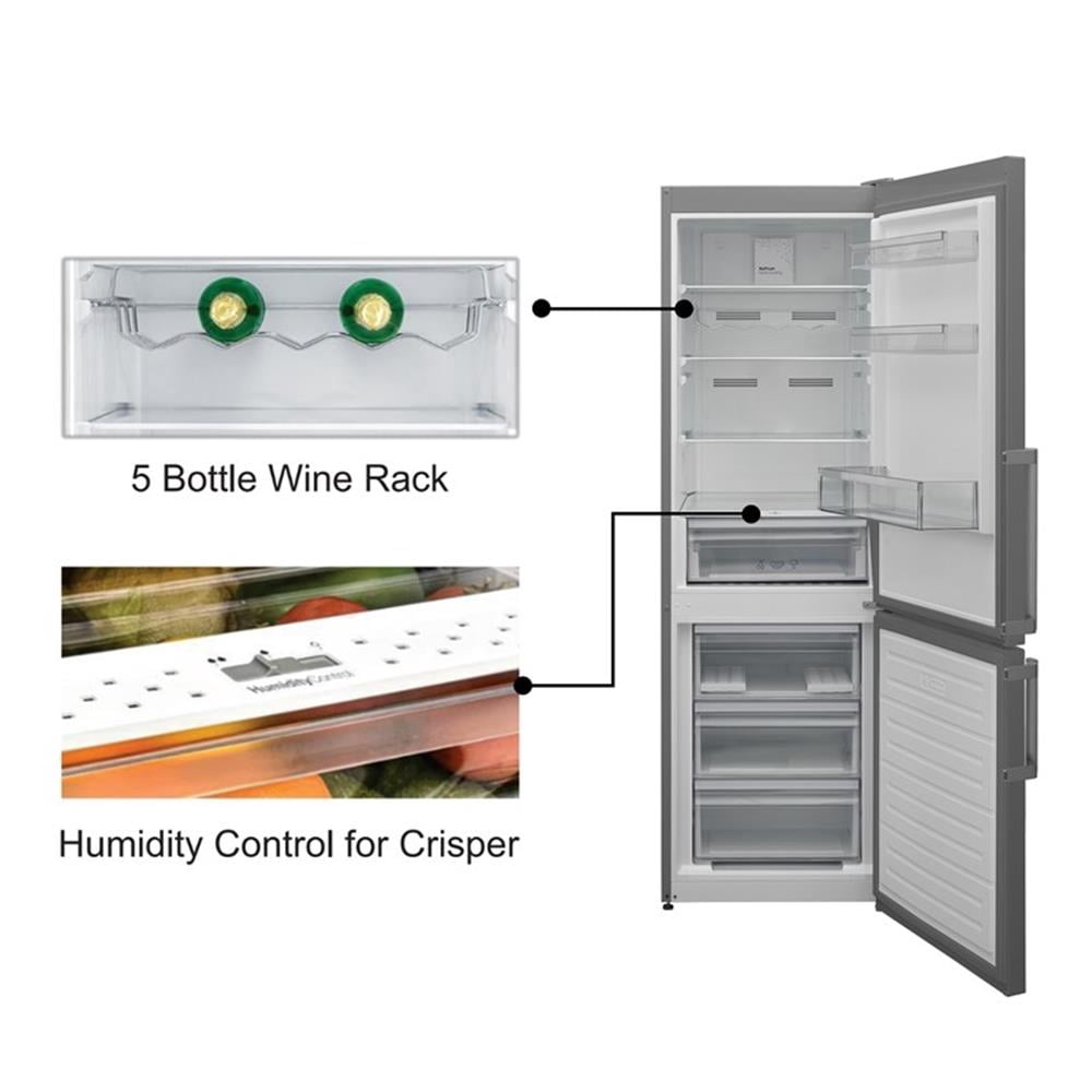 Pemberly Row 12cf No Frost Bottom Freezer Refrigerator Wine Rack GARAGE READY