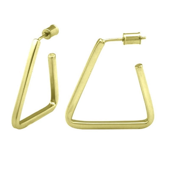 Gold Plated Over Sterling Silver Geometric Post Hoop Earrings