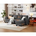 thumbnail image 6 of CHIC HOUSE 100" Modular Sectional Couches for Living Room, 4-Seat Oversized L-Shaped Sofa with Movable Storage Ottoman, Comfy Corduroy Couch with Deep Seat & Throw Pillows, Dark Grey, 6 of 11