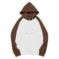 thumbnail image 3 of Long Sleeve Shirts for Women Dressy New Casual Women's Fashion Solid Long Sleeve Hooded Pocket Tops Sweatshirts Style B-19 Brown XL, 3 of 5