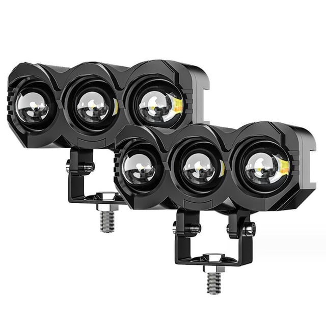 Focos LED para motocicleta, 2 uds., faro de luz alta/baja de doble Color