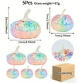 thumbnail image 3 of 5 Pcs Glittery Sequined Foam Pumpkins Realistic Fake Vegetables Gradient Indoor Thanksgiving Decor, No Electricity Table Centerpieces For Home Decoration, Whimsical, 3 of 8