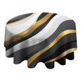 thumbnail image 4 of Black White Gold Wave Marble Round Tablecloth 60"x60",Wrinkle Wipeable Table Cloth for Kitchen Dining Room Picnic Patio Party, 4 of 6