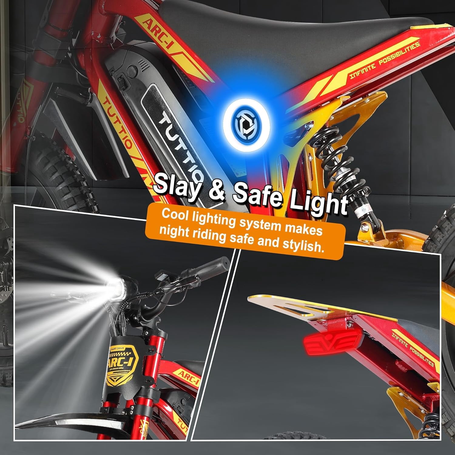 TUTTIO ARC-I Electric Dirt Bike for Kids Aged 8-13, 750W & 22MPH Electric Motorcycle with 5 Speed Modes and LED Light