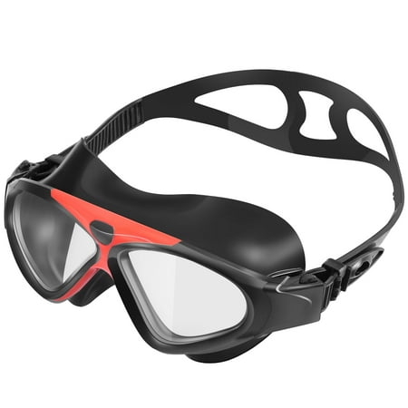 IPOW Anti-fog Swim Goggles Big Leakproof Swimming Goggle Mask Glasses for Adults Men Women Teen Kids Girls Boys-Black
