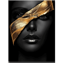 Gold Foil Face Canvas Wall Art,Suitable for Living Room,Bedroom,Bathroom,Office,and Dining Room Decoration.