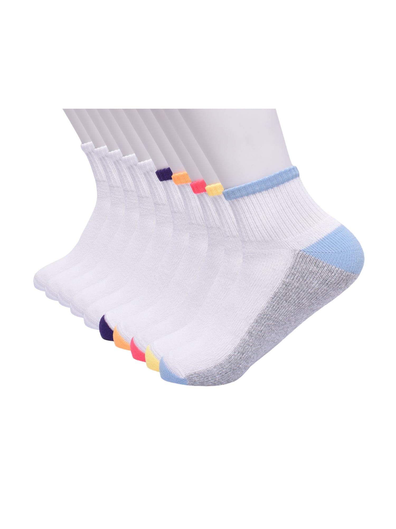 Wonder Nation Girls Cushioned Ankle Socks, 10-Pack