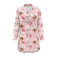 thumbnail image 3 of Yuyamidu Reindeer Button Up Nightgowns for Women Pink Postpartum Pajamas Dress Plus Size HO-HO-HO Boyfriend Button Down Sleep Shirt Christmas Long Sleeves Shirts Size M, 3 of 7