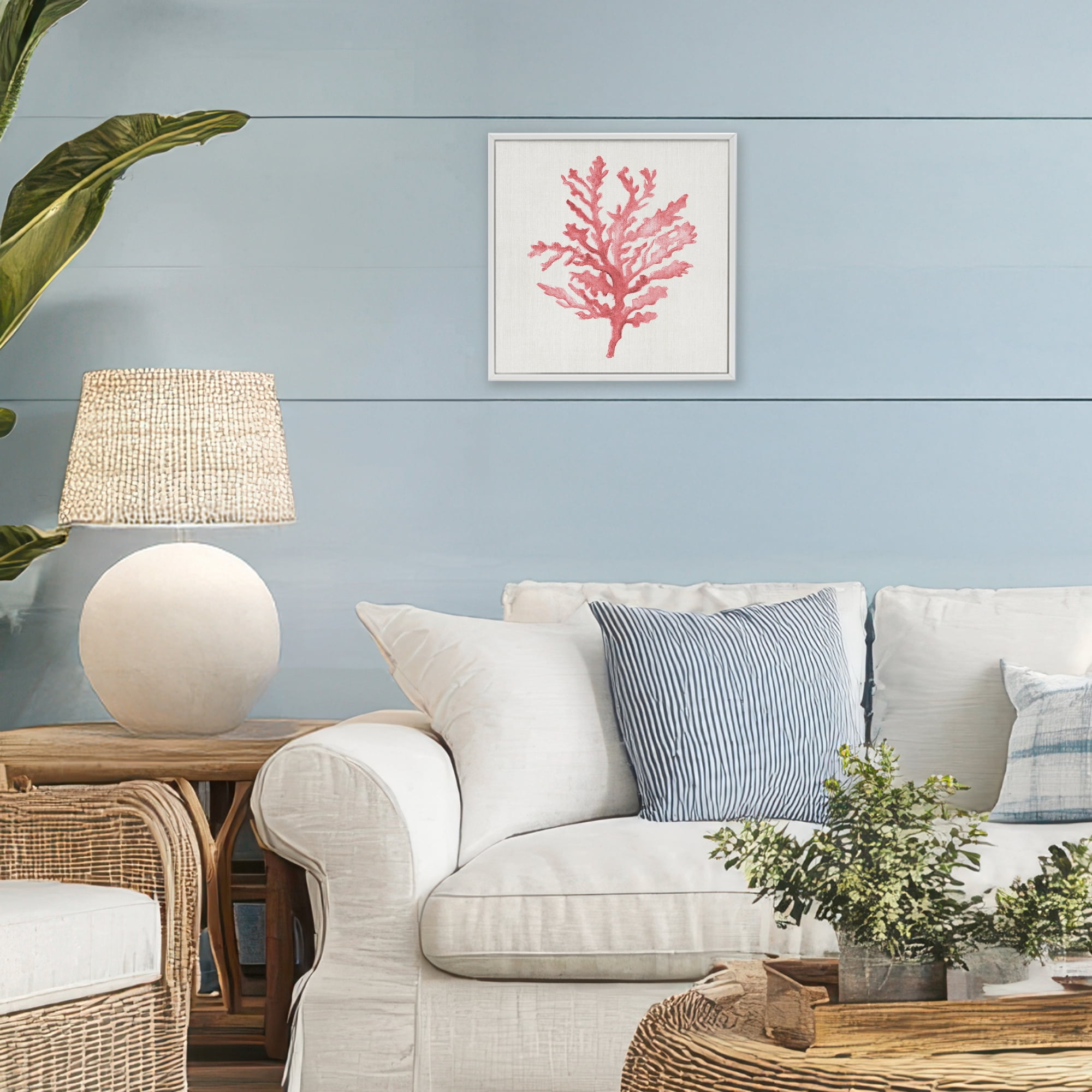 Stupell Industries Rosy Pink Coral Branch White Framed Giclee Art, design by Janet Tava