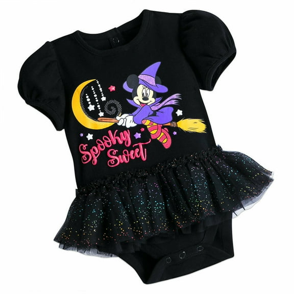 Minnie Mouse Halloween Spooky Sweet Witch Baby Bodysuit Size 0 3 Months
