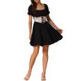 thumbnail image 2 of INSPIRE CHIC Vestido Mini de Corsé para Mujeres Cuello Cuadrado Manga Corta Vestidos Fruncidos en Parches XL Negro, 2 of 6