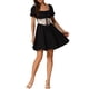 thumbnail image 2 of INSPIRE CHIC Vestido Mini de Corsé para Mujeres Cuello Cuadrado Manga Corta Vestidos Fruncidos en Parches XL Negro, 2 of 6