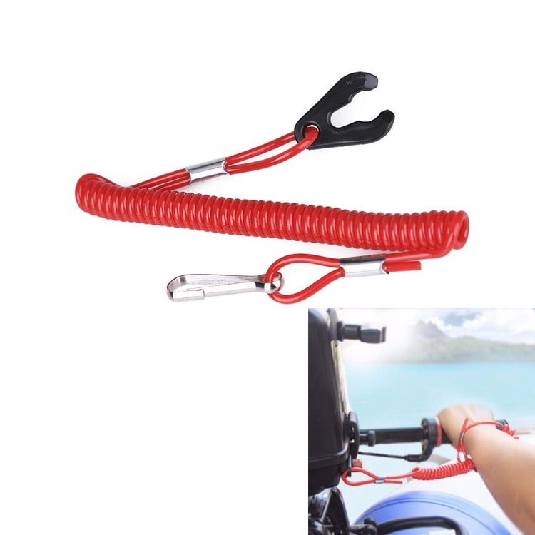 DEHE Universal Safety Boat Motor Outboard Engine Emergency Kill Stop Switch Key Lanyard Ignition Rope Clip Hook Suit for Most Outboard Engine 
