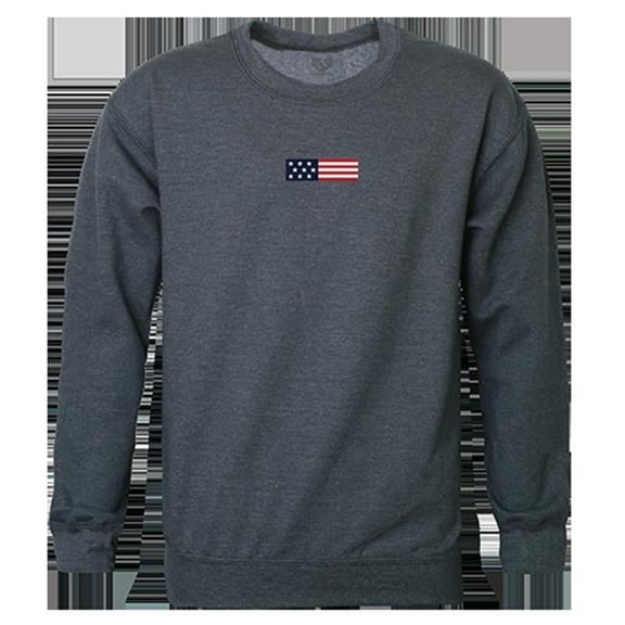US Flag 1 Graphic Crewneck Sweatshirt, Heather Charcoal - Large