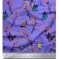 thumbnail image 1 of Soimoi Purple polyester Crepe Fabric Flower & Butterfly Print Fabric by The Yard 52 Inch Wide, 1 of 5