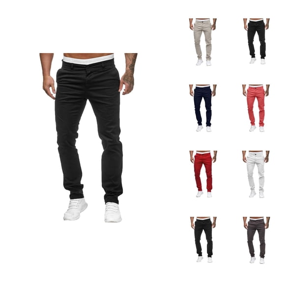 Mens Dress Pants Slim Fit Straight Leg Slacks Business Casual Pants Work Trousers with Pockets