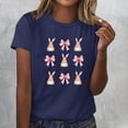 thumbnail image 3 of Tops de Cuello Redondo para las Mujeres Impreso Manga Corta Suéter Camiseta de Imitación Rack, Top Casual de Moda para el Hogar Diario Y el Trabajo, 3 of 3