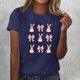 thumbnail image 2 of Tops de Cuello Redondo para las Mujeres Impreso Manga Corta Suéter Camiseta de Imitación Rack, Top Casual de Moda para el Hogar Diario Y el Trabajo, 2 of 3
