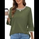 thumbnail image 2 of Blusas de 3/4 para Mujer, Elegantes, Informales, con Cuello Redondo, Holgadas y A , para Verde M, 2 of 9