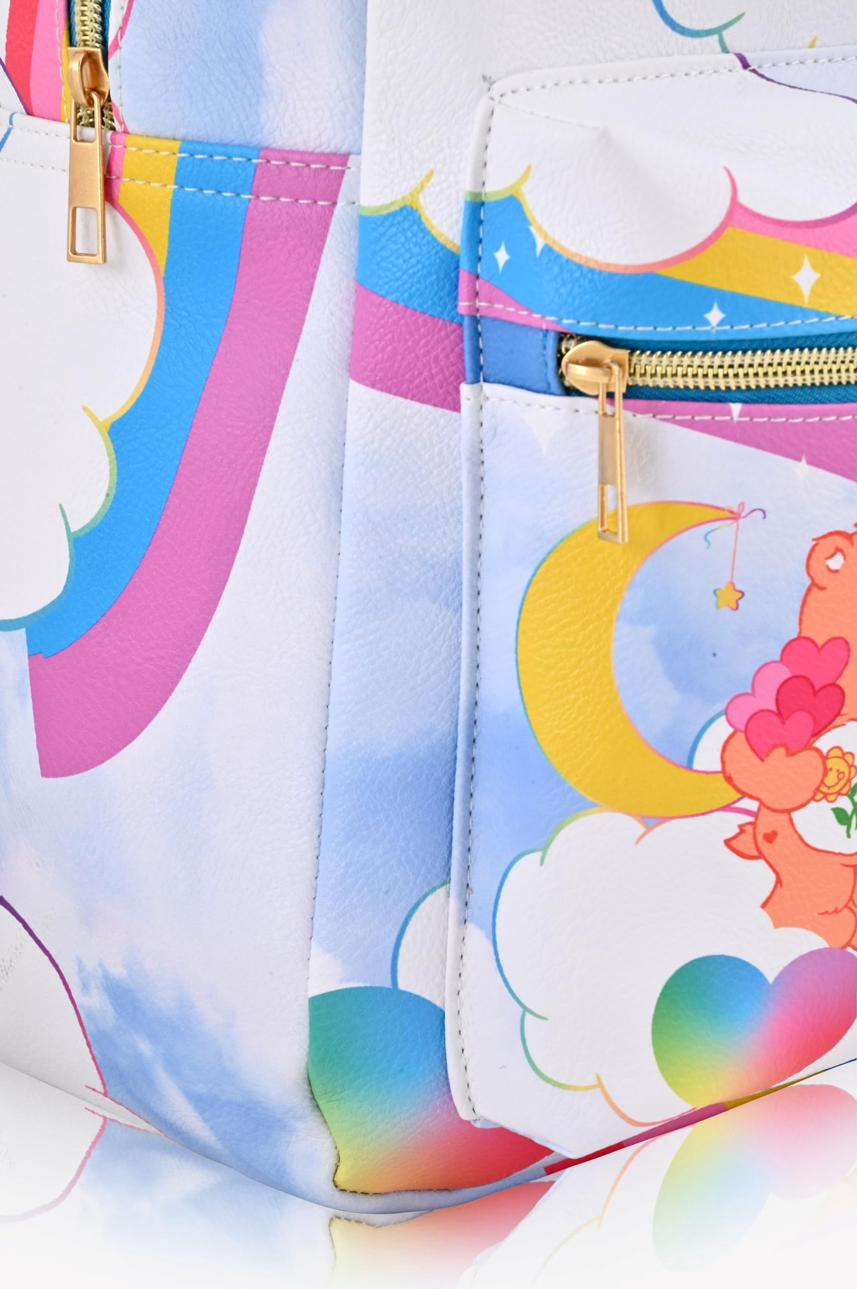 Fast Forward Unisex Large Care Bears Backpack - PU Leather, Cute Design, Women, Men, Accessories