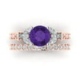 thumbnail image 2 of Clara Pucci 14K Rose/White Gold 2.94 Natural Amethyst Engraveable Engagement Ring + Wedding Band Set, 2 of 7