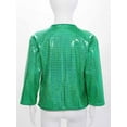 thumbnail image 4 of XUNZOO Kids Girls Sequin Tops Metallic Short Sleeve Bolero Shrug Open Front Cardigan Pageant Party Fancy Dress Up Green 100, 4 of 7