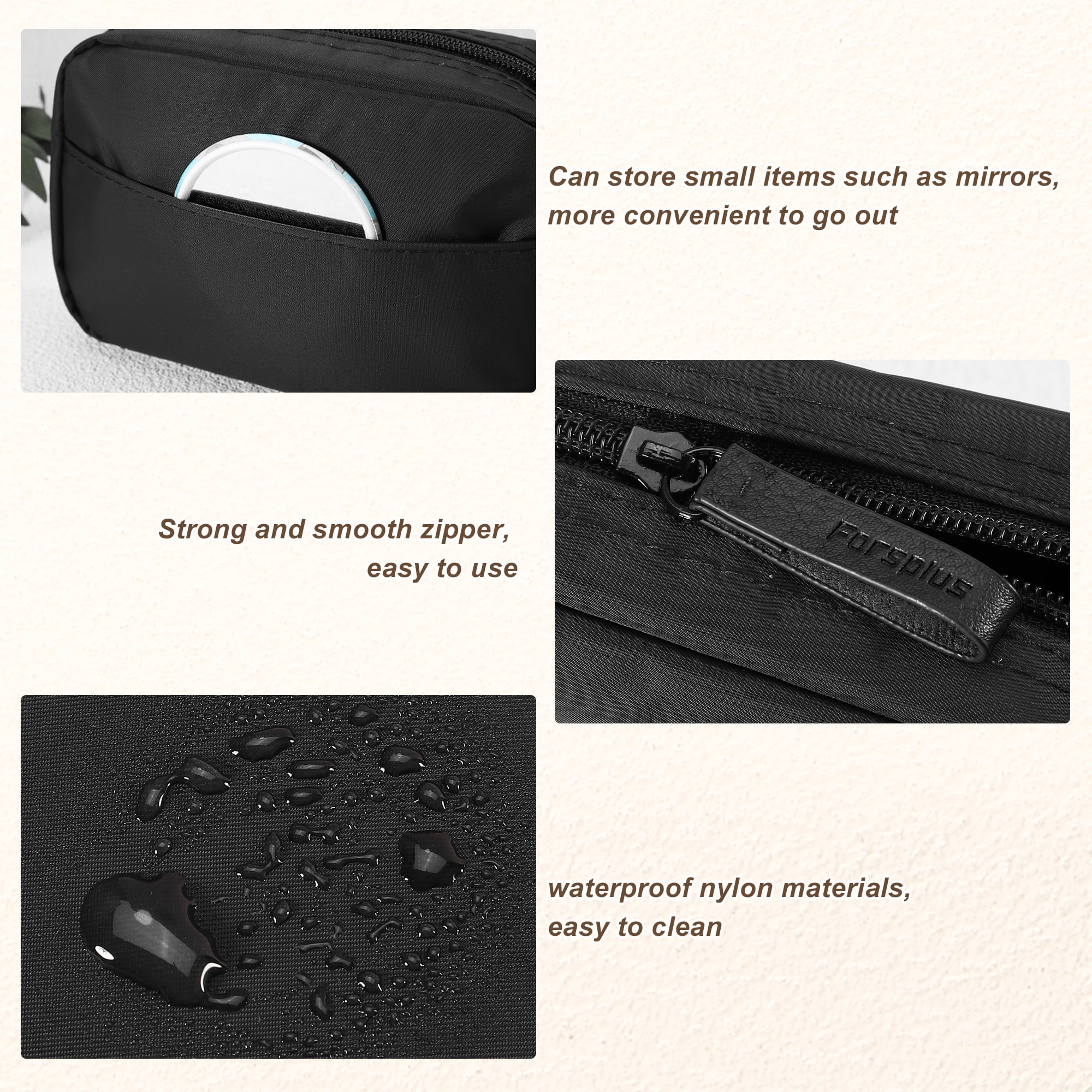Unique Bargains Women Portable Cosmetic Bag Large Capacity Makeup Pouch Black