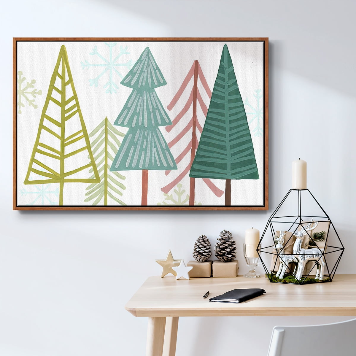 Modern Holiday Collection A - Framed Gallery Wrapped Holiday Canvas - 25 x 37 - Rosewood Frame