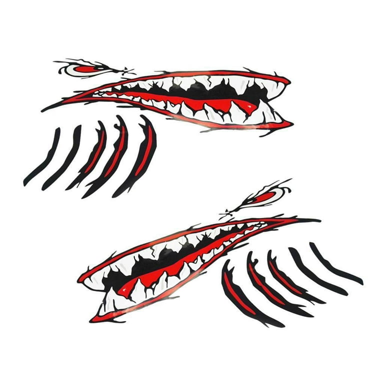 s Large Mouth Eyes Gill Sticker Decals Kayak Boat Fishing Dinghy 