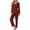 Wine, variant on Kaemgyyd Womens 2 Pack Pajamas Set Long Sleeve V Neck Tunic Top and Soft Wide Leg Pants Solid Color Pjs Set Sleepwear Loungewear