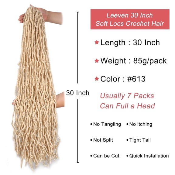 WEIF-7 Packs Blonde Soft Locs 30 Inch Distressed New Faux Locs Crochet Braids Hair Pre Looped Boho Goddess Locs Curly Wavy Afro Roots Extended Synthetic Hair Extensions for Women #613