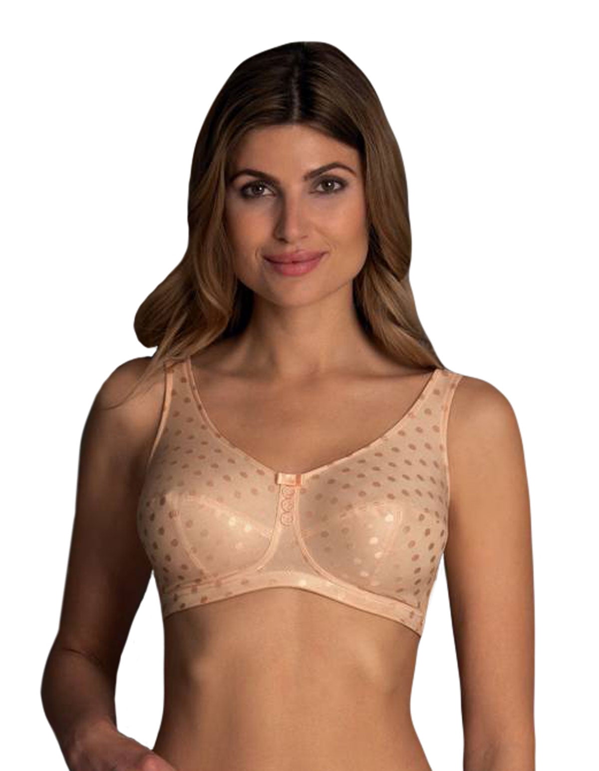 Anita Airita Women's Non-Wired Comfort Bra - Light Powder Beige, Size 44E - Wirefree Support, Wide Straps, Jacquard Fabric - View #5